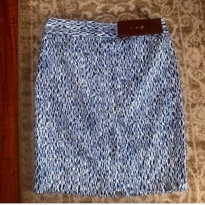 Michael Kors blue skirt brown gold leather buckle